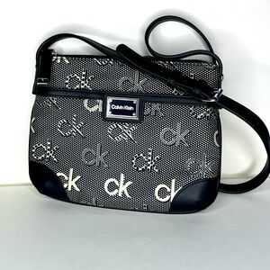NWOT Calvin Klein nylon crossbody bag, monogram in black and silver
